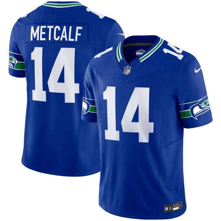 Mens Seattle Seahawks #14 D.K. Metcalf Royal 2023 F.U.S.E. Vapor Limited Throwback Stitched Jersey->seattle seahawks->NFL Jersey